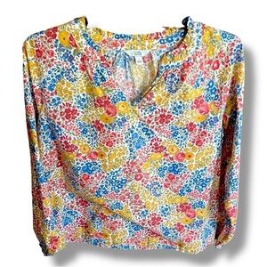 Croft & Barrow Lightweight Boho Multicolor Floral Cottagecore Tunic Shirt Size L